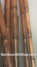 Load and play video in Gallery viewer, Bamboo Poles -Lot of 8 Flamed Bamboo Pole Pieces (2&quot;- 2.5&quot; diam. x 1 ft long) -  bamboousashop.com
