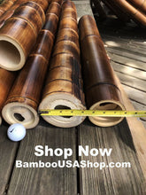 Load image into Gallery viewer, Bamboo Poles -Lot of (2) Giant Flamed Bamboo Poles (4" dia x 1'-7' length) - bamboousashop.com