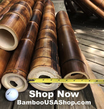 Load image into Gallery viewer, Bamboo Poles -Lot of (2) Giant Flamed Bamboo Poles (4" dia x 1'-7' length) - bamboousashop.com