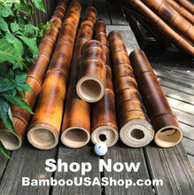 Load image into Gallery viewer, Bamboo Poles -Lot of (2) Giant Flamed Bamboo Poles (4" dia x 1'-7' length) - bamboousashop.com
