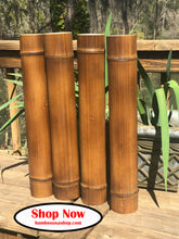 Load image into Gallery viewer, Bamboo Poles -Lot of (4) Flamed Bamboo (3.5&quot; - 4.0&quot; Dia. x 1.5 ft. Length)
