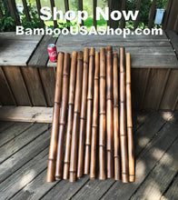 Load image into Gallery viewer, Bamboo Poles -Lot of 12 Flamed Bamboo Poles (1.6"-2.0" diam. x 4 ft length) - bamboousashop.com