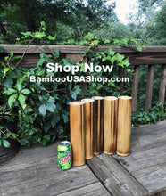 Load image into Gallery viewer, Bamboo Poles -Lot of 8 Flamed Bamboo Pole Pieces (2"- 2.5" diam. x 1 ft long) - bamboousashop.com