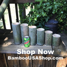 Load image into Gallery viewer, Bamboo Poles - Lot of (6) Green Bamboo Pieces (3.75" Diam. x 4" to 10" Length) - BambooUSAShop.com