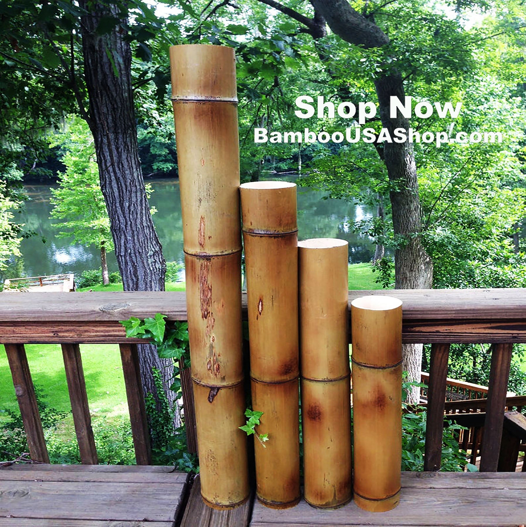 Bamboo Poles-Huge Flamed Bamboo Poles (4.0 Diam x 1 ft-7.0 ft Length)