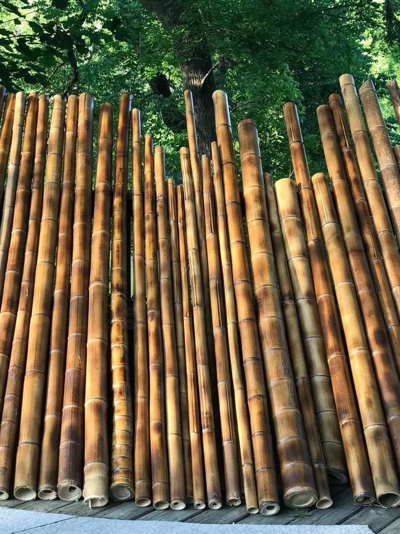 Bamboo Poles -Lot of (4) Flamed Bamboo (3.5 - 4.0 Dia. x 1.5 ft. Len